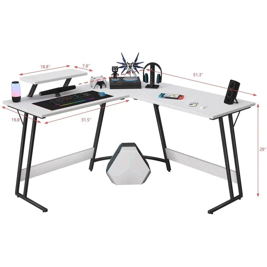 ZenVora L Shaped Gaming Desk, Corner Computer PC Workstation for Gaming, Home Office and Study