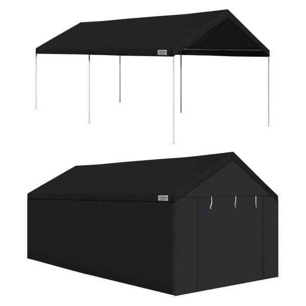 ZenVora 10x20 ft Straight Leg Instant Canopy Tent with Sidewalls, Pop-Up Outdoor Party Shelter & Carport, Black