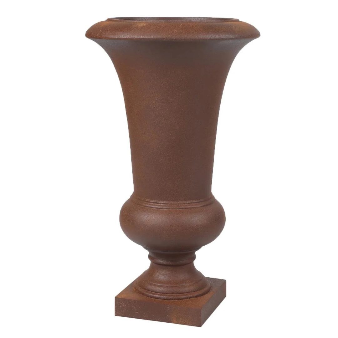 ZenVora 22.75" Tall Handmade Fiber Stone Urn Planter Pot, Decorative Outdoor Garden Flower Container for Patio and Home