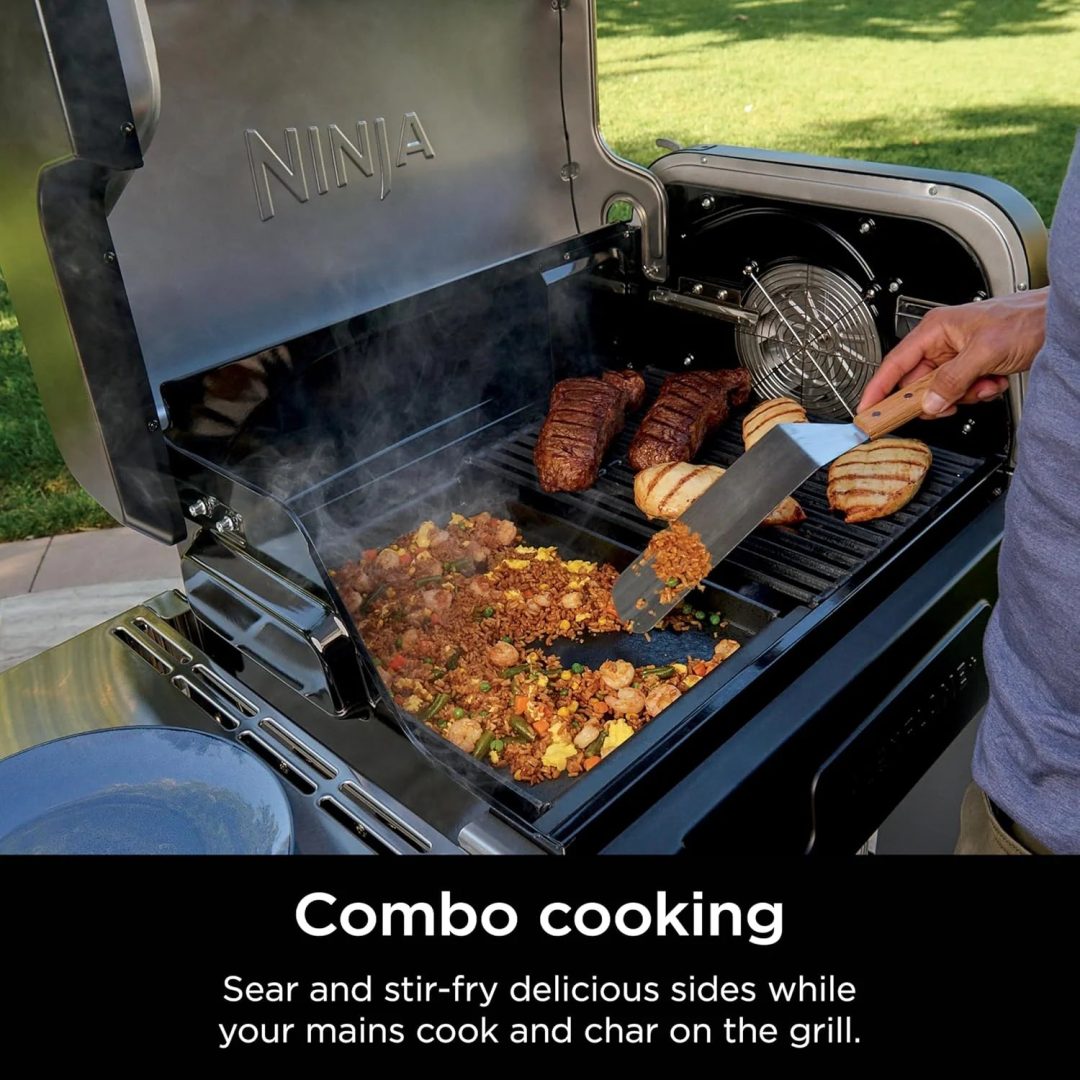 ZenVora 5-in-1 Electric and Propane Grill, 3-Burner Outdoor BBQ Grill and Smoker with Digital Controls, Griddle and Pizza Maker, Stainless Steel