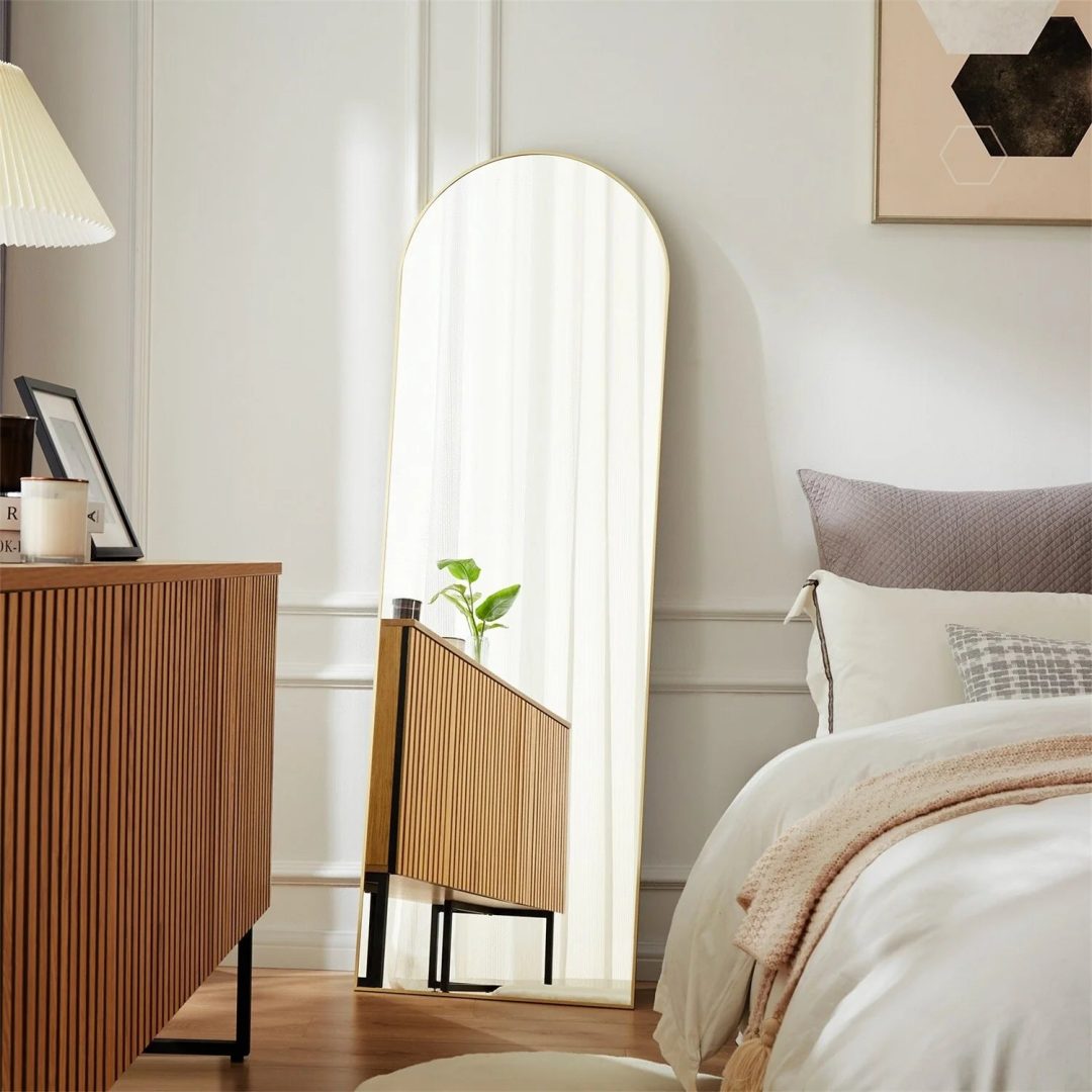 ZenVora Full Length Mirror with Stand, Aluminum Alloy Frame Full Body Floor Mirror for Bedroom and Cloakroom