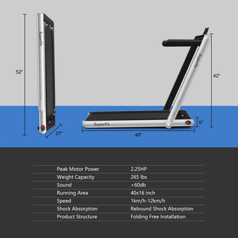 ZenVora 2-in-1 Folding Electric Treadmill, 2.25 HP, Under-Desk, with Dual Display and Smart App Control