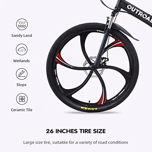 ZenVora 26-Inch Folding Mountain Bike for Adults, 21-Speed, Dual Suspension