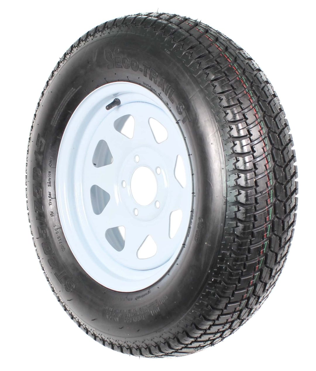 2-Pack ST205/75D15 Trailer Tires with 15-Inch White Spoke Rims, Load Range C, 5-Lug Wheel