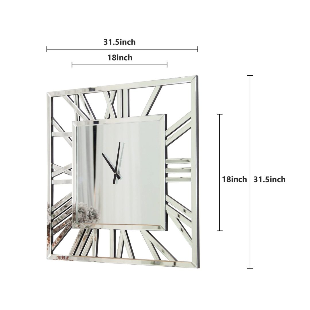 ZenVora Large Modern Mirrored Wall Clock, Oversized Decorative Hanging Clock for Living Room, Bedroom and Home Decor