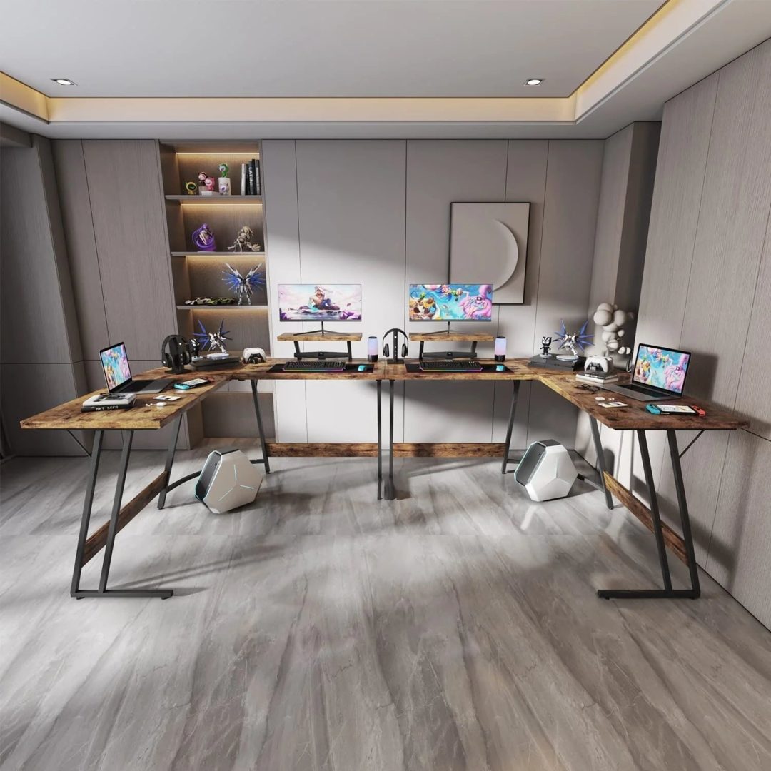 ZenVora L Shaped Gaming Desk, Corner Computer PC Workstation for Gaming, Home Office and Study