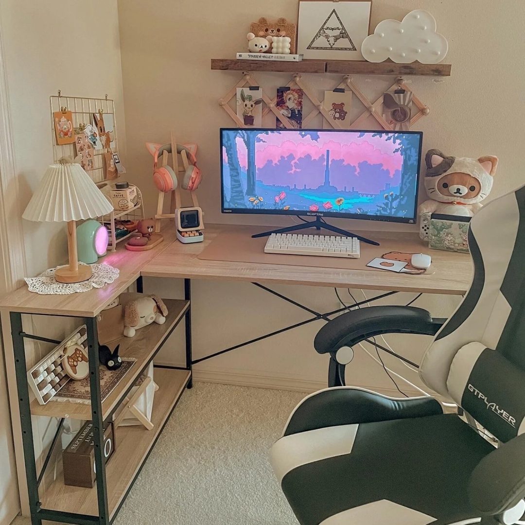 ZenVora Small L Shaped Computer Desk with Storage Shelves, Compact Corner Workstation for Home Office and Study