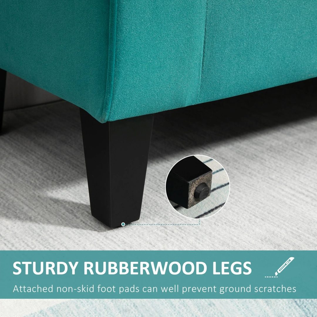 ZenVora Button-Tufted Storage Ottoman Bench, Upholstered Bed Bench with Rolled Armrests for Bedroom, Living Room and Hallway