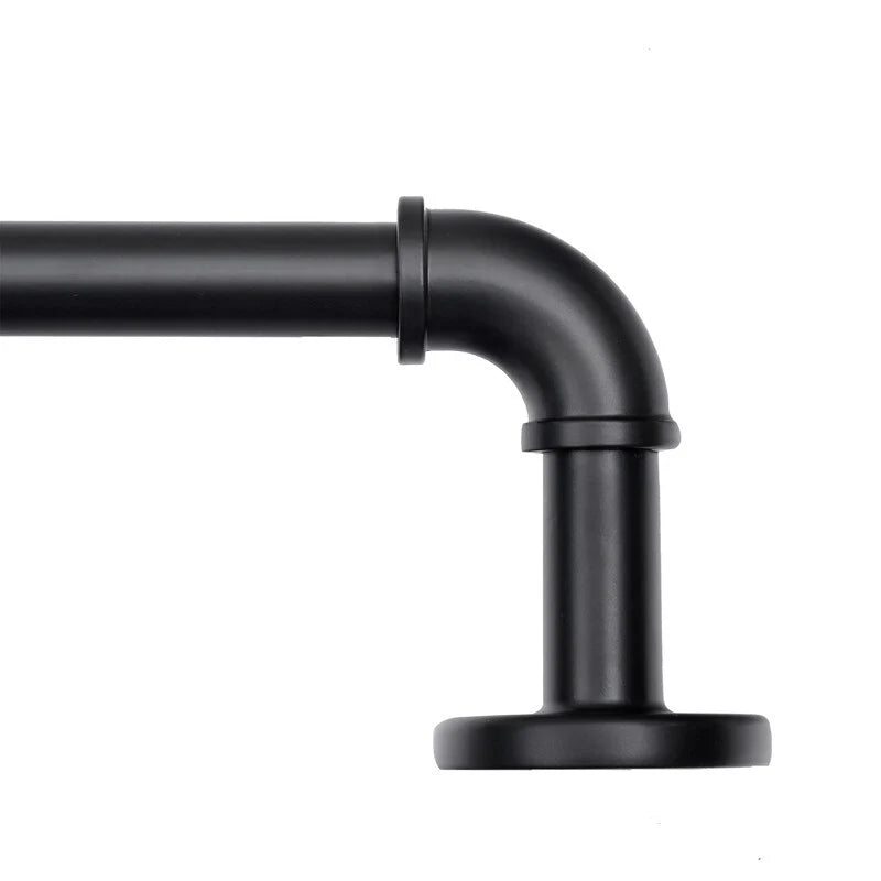 ZenVora 1 Inch Industrial Curtain Rods for Windows, Blackout Wrap-Around Rods, Rustic Matte Black