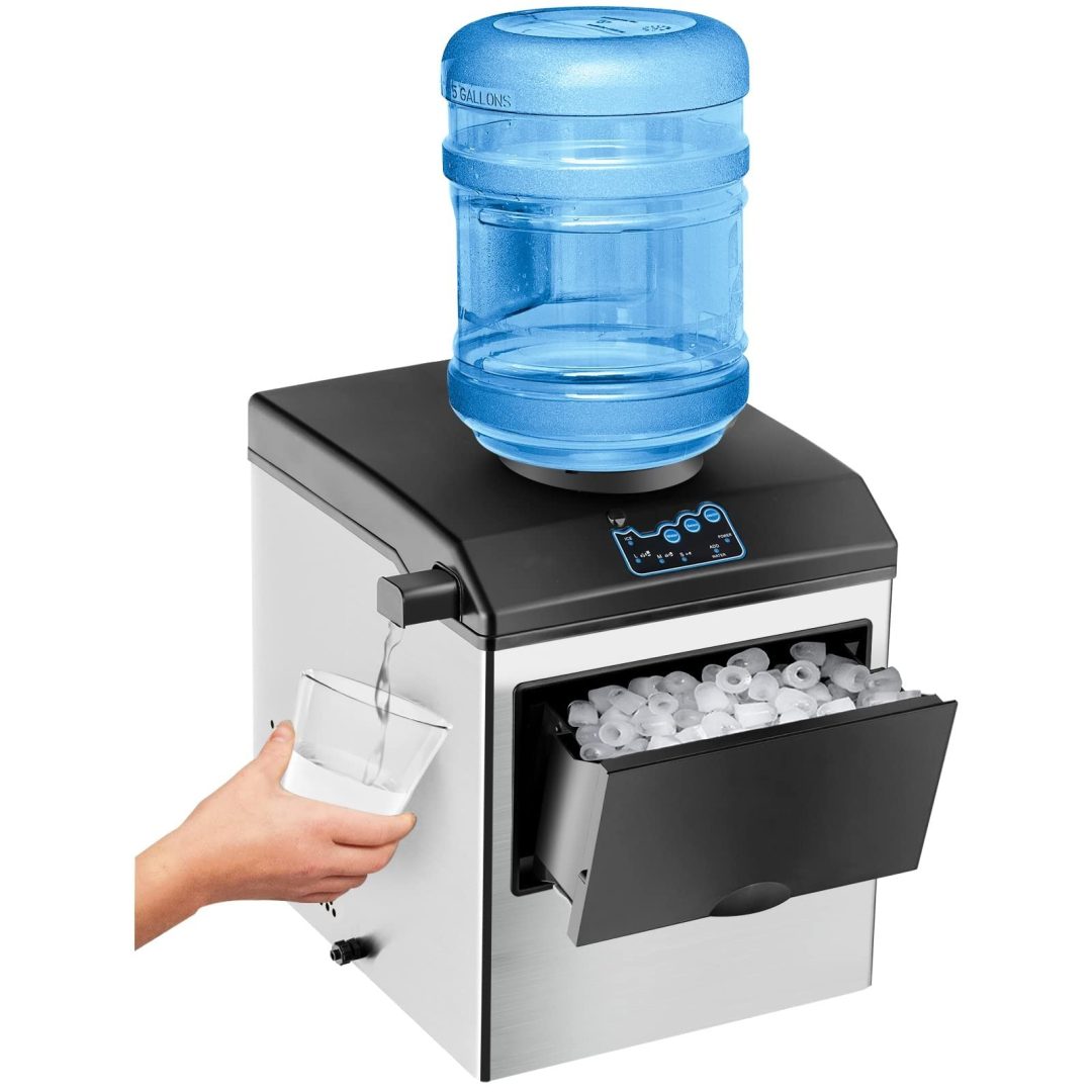 ZenVora 2-in-1 Countertop Ice Maker & Water Dispenser - 48 lbs Daily Ice Machine with 3 Ice Sizes and Water Cooler