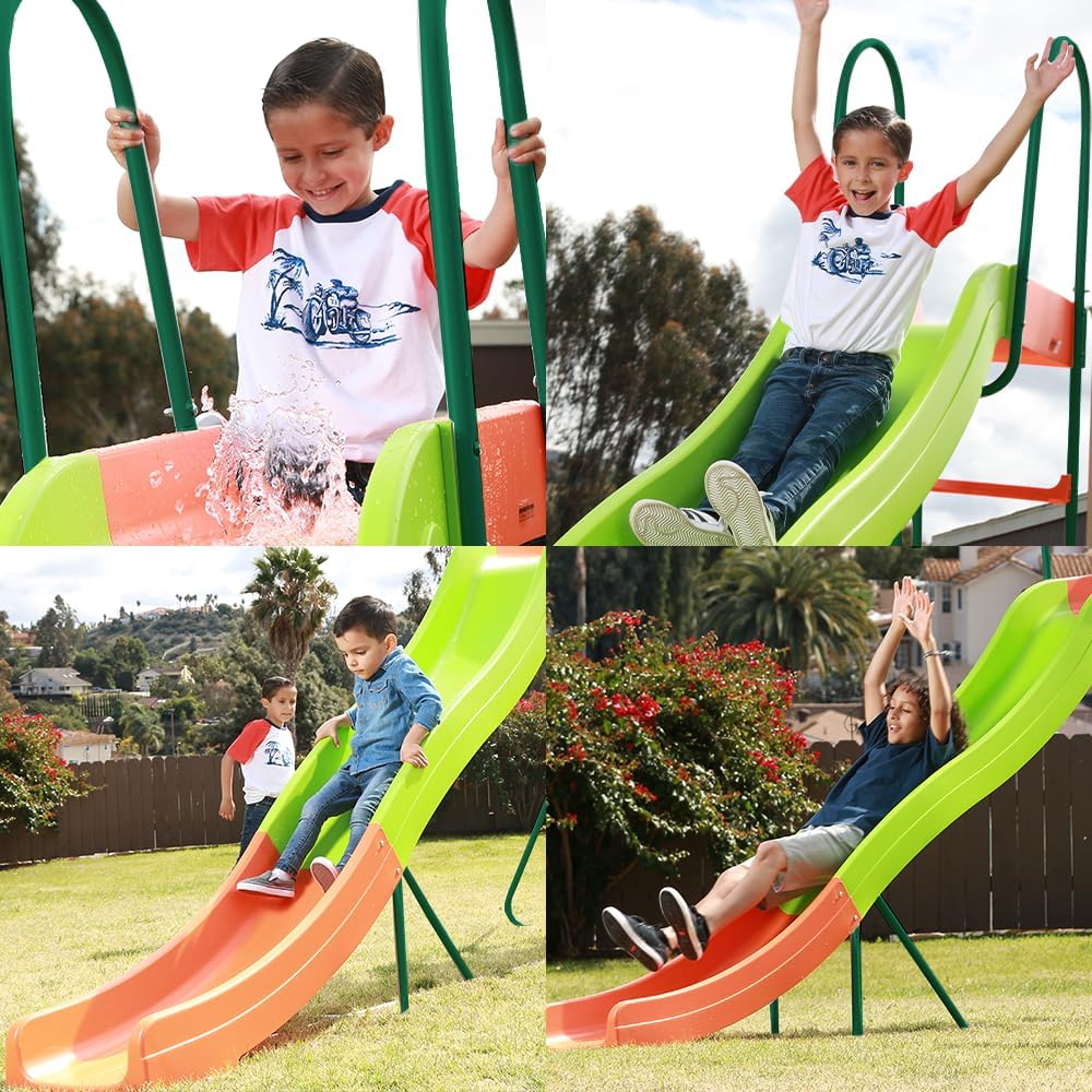 ZenVora 10-Foot Outdoor Playground Slide for Kids, Freestanding Plastic Backyard Slide, Large Swing Set Slide, Outdoor Play Equipment for Ages 4-8