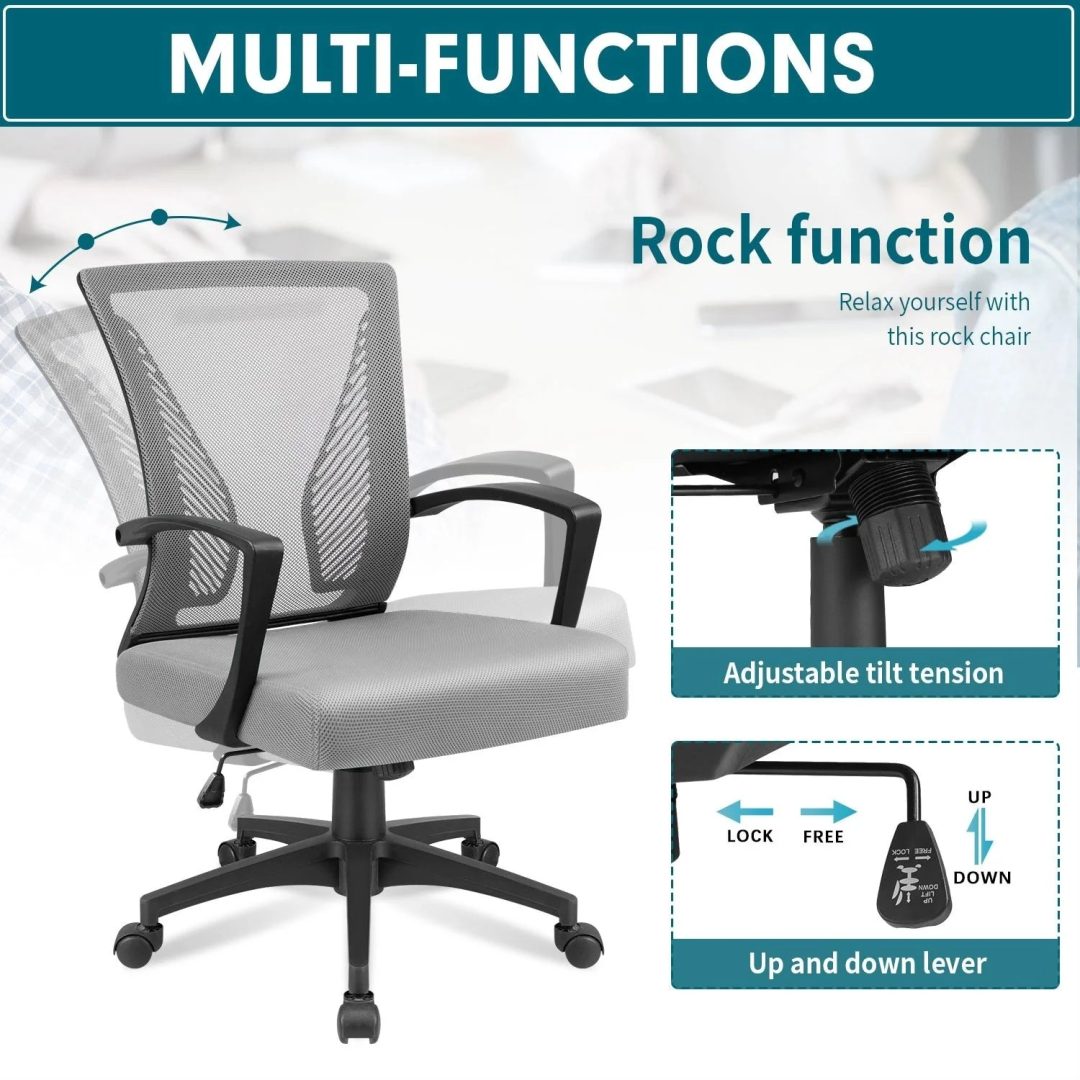 ZenVora Ergonomic Mesh Office Chair with Lumbar Support, Breathable Computer Desk Chair