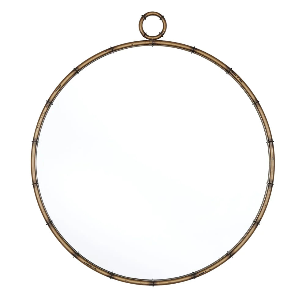 ZenVora Antique Brass Finish Round Wall Mirror, Decorative Accent Mirror for Living Room, Bedroom and Entryway