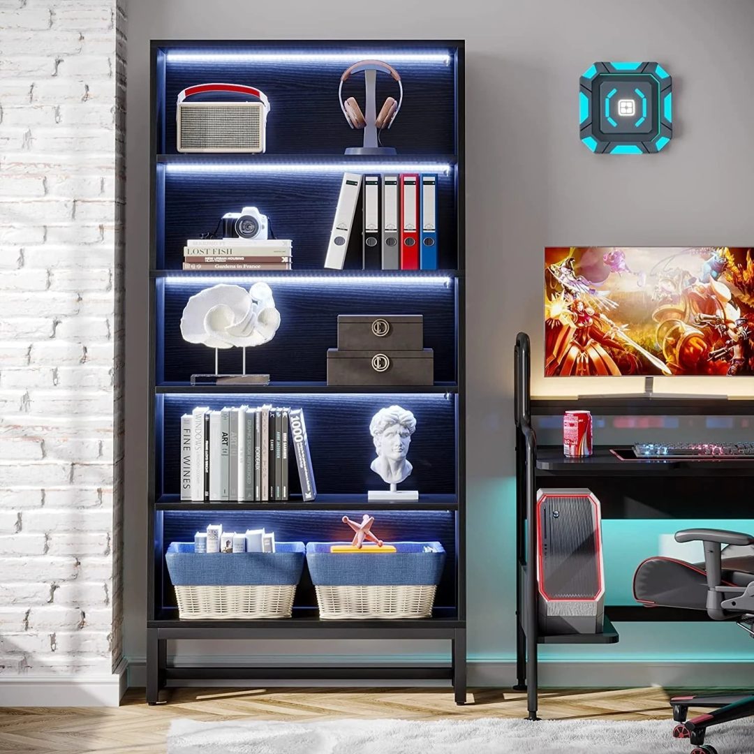70.87 Inch Tall 5-Tier Bookcase, Large Bookshelf with 31.5 Inch Wide Storage
