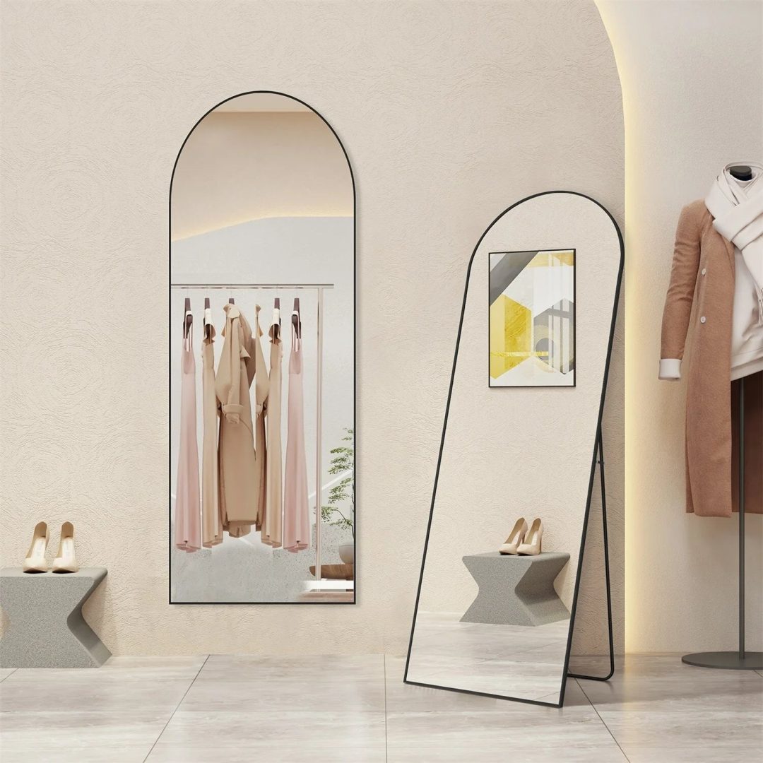ZenVora Full Length Mirror with Stand, Aluminum Alloy Frame Full Body Floor Mirror for Bedroom and Cloakroom