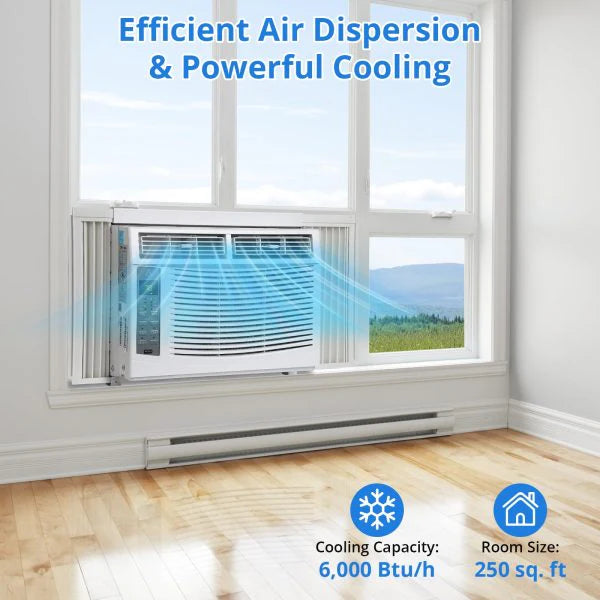 ZenVora 6,000 BTU 115V Window Air Conditioner with Reusable Filter, for Rooms Up to 250 Sq. Ft.