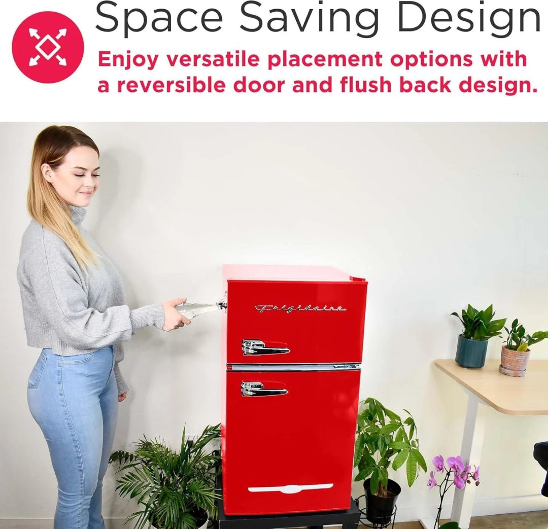 ZenVora Retro 3.2 Cu Ft Mini Fridge with Freezer – 2-Door Compact Refrigerator with Side Bottle Opener