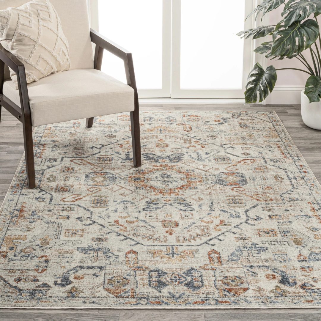 ZenVora Bohemian Medallion Low-Pile Machine-Washable Area Rug, Cream and Terra