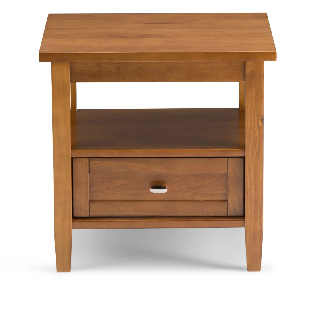 ZenVora 20 Inch Wide Solid Wood Rectangle End Table, Transitional Side Table