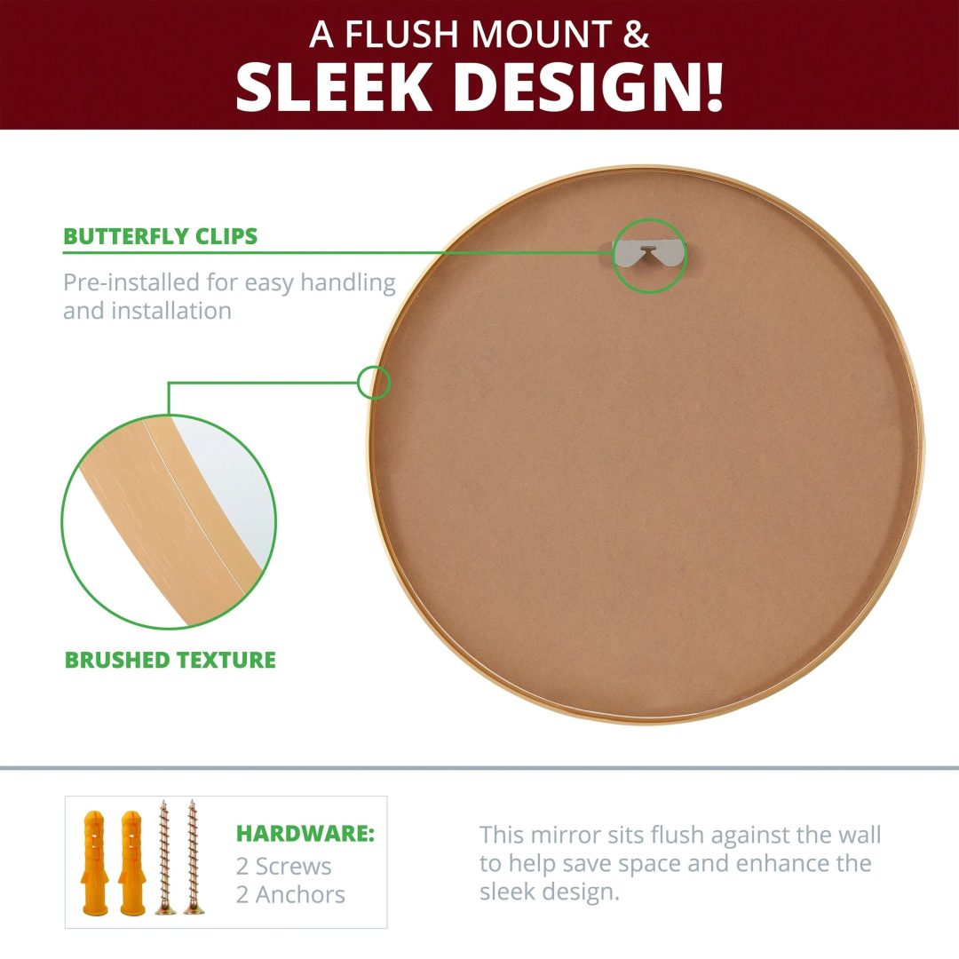 ZenVora Modern Round Aluminum Wall Mirror, Decorative Circular Metal Frame Mirror for Living Room, Bedroom and Entryway