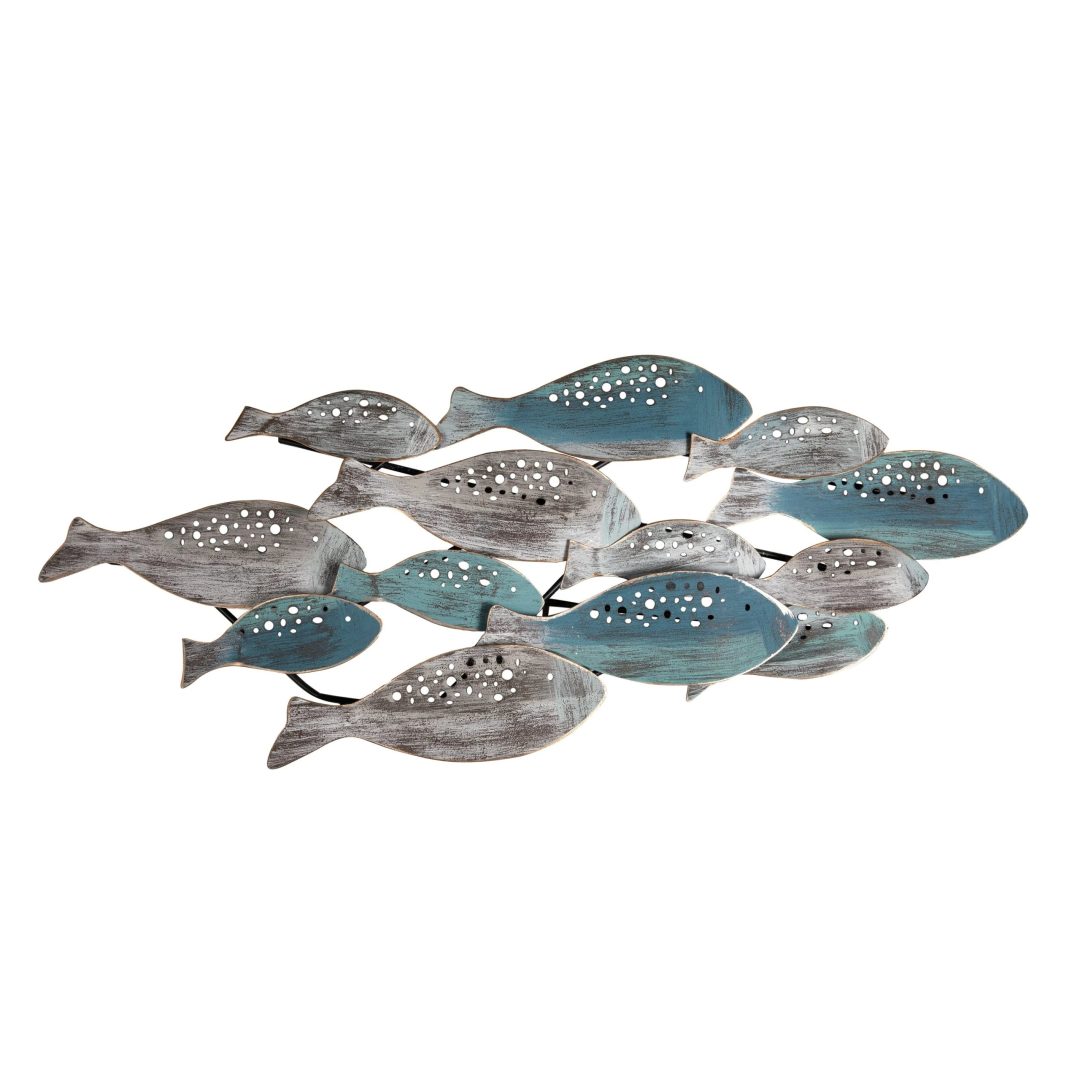 ZenVora Modern Coastal Metal Wall Art, Decorative Fish Wall Sculpture for Living Room, Bedroom and Home Decoration