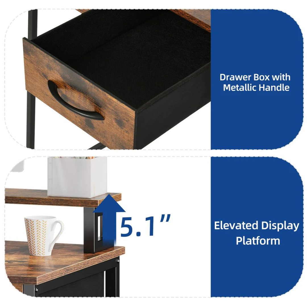 ZenVora Small Computer Desk with Fabric Drawers and Monitor Stand, Compact Home Office Workstation for Small Spaces