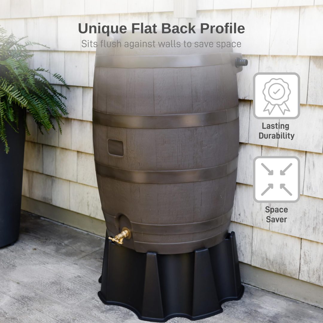 ZenVora 50 Gallon Rain Barrel with Brass Spigot, Large Outdoor Rainwater Collection and Storage Container for Garden