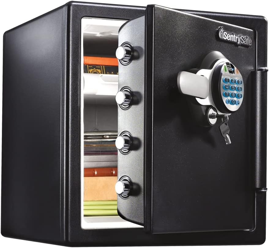 ZenVora 1.23 Cu Ft Waterproof and Fireproof Digital Safe Box, Alloy Steel Security Safe for Home and Office