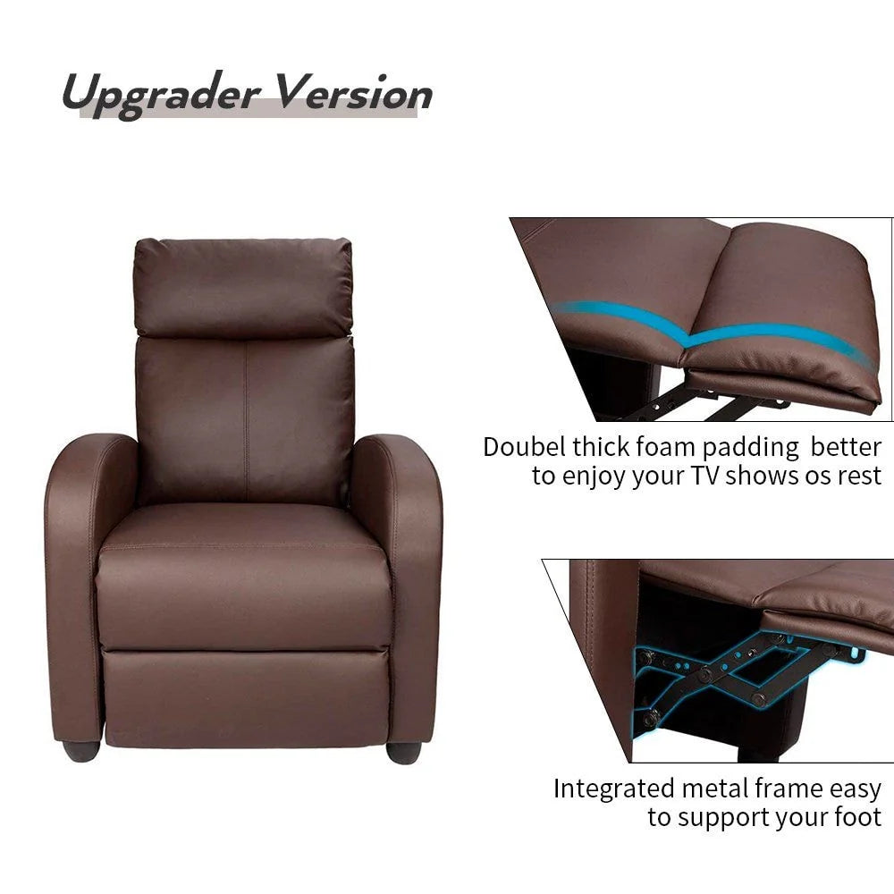 ZenVora Massage Recliner Chair, PU Faux Leather Home Theater Recliner with Padded Seat