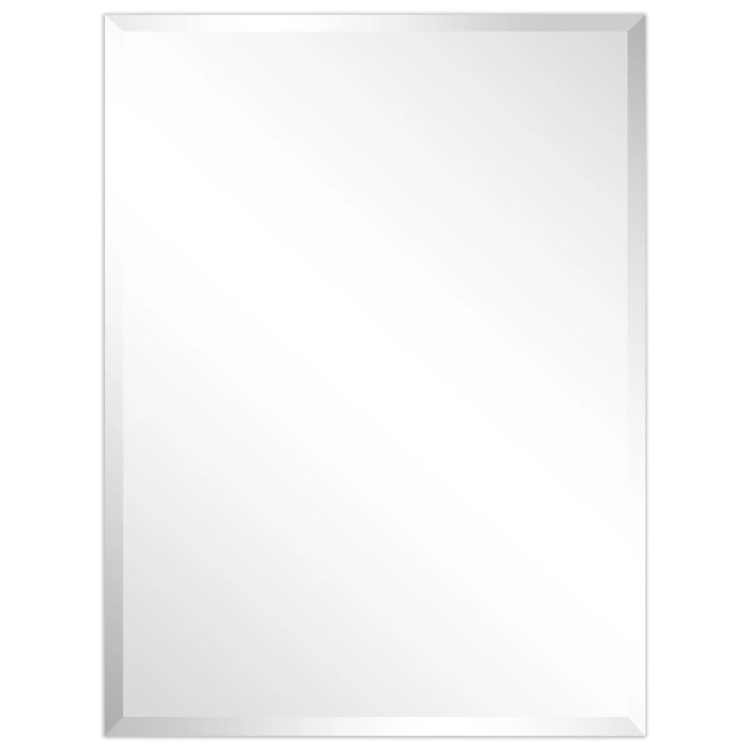 ZenVora Frameless Beveled Prism Wall Mirror, Clear Square or Rectangular Decorative Mirror for Bathroom, Bedroom and Home Decor