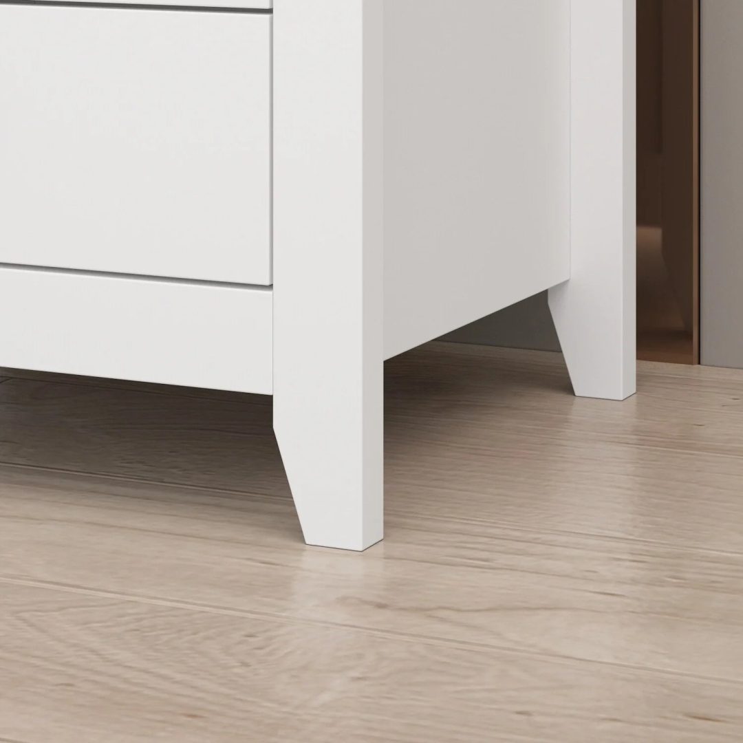 ZenVora 21.7 Inch Tall White Nightstand, 2 Drawers and 1 Open Shelf Bedside End Table