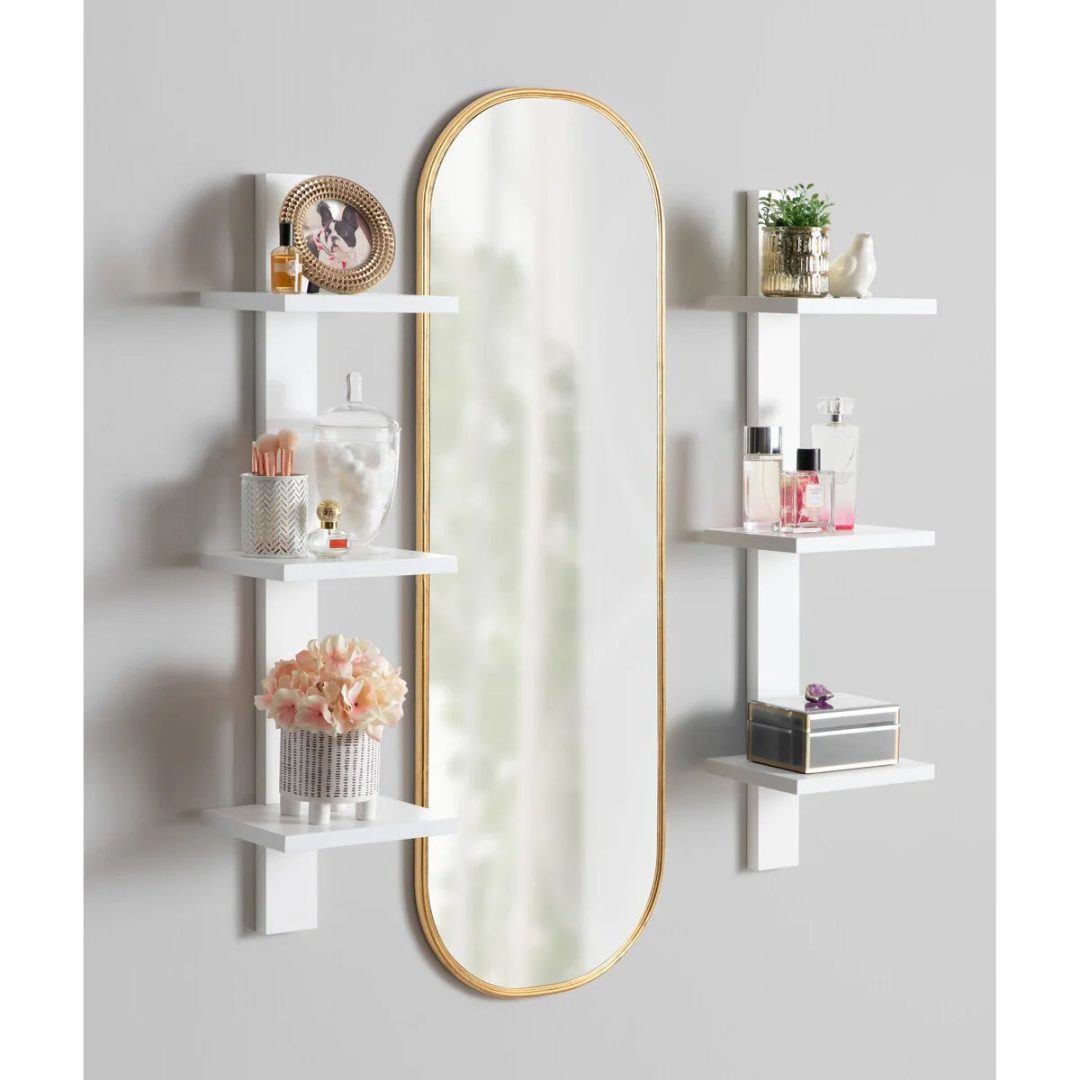 Modern Capsule Framed Wall Mirror, Decorative Oval Accent Mirror for Living Room, Bedroom and Entryway