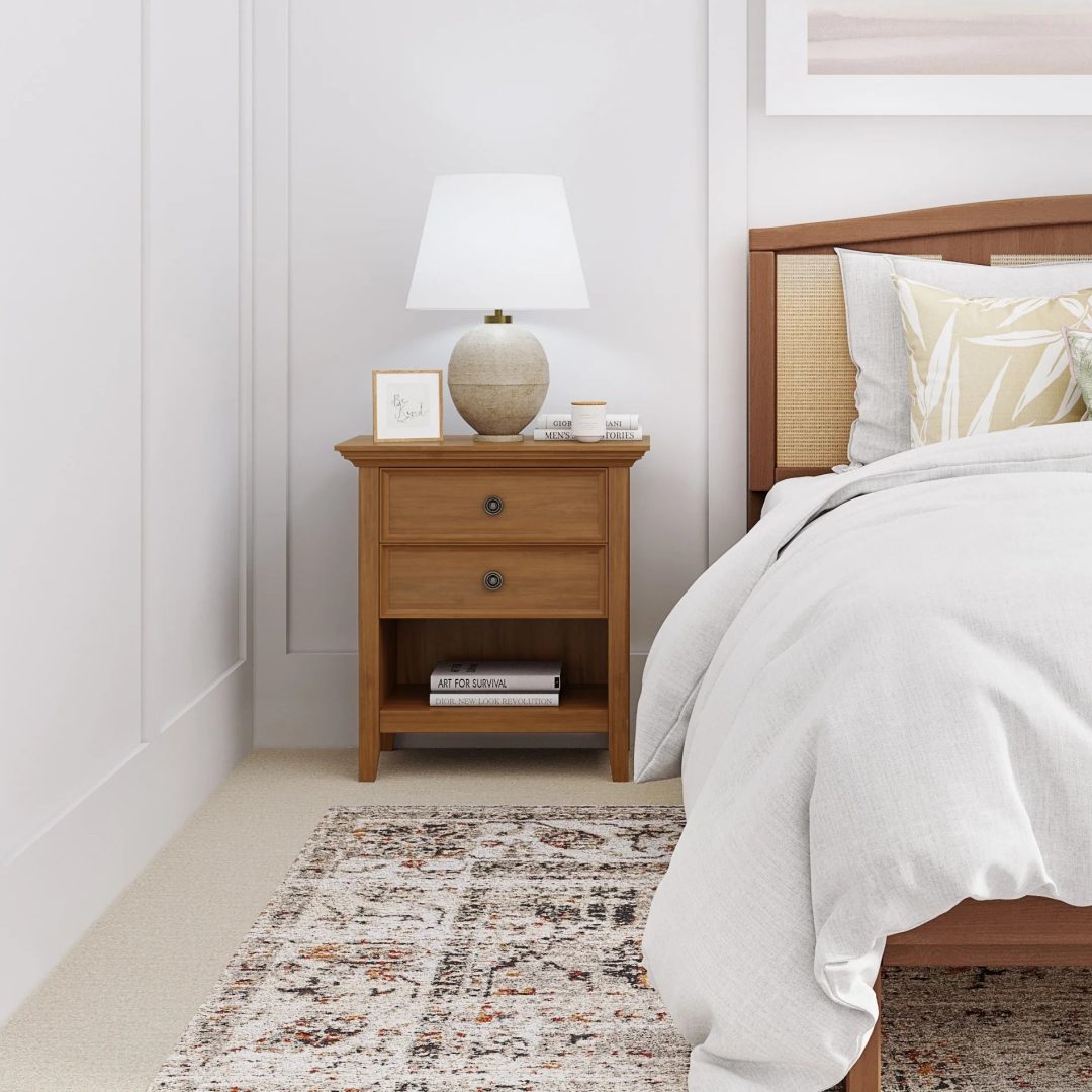 ZenVora 24 Inch Wide Solid Wood Nightstand, Bedside Table and Bedroom End Table