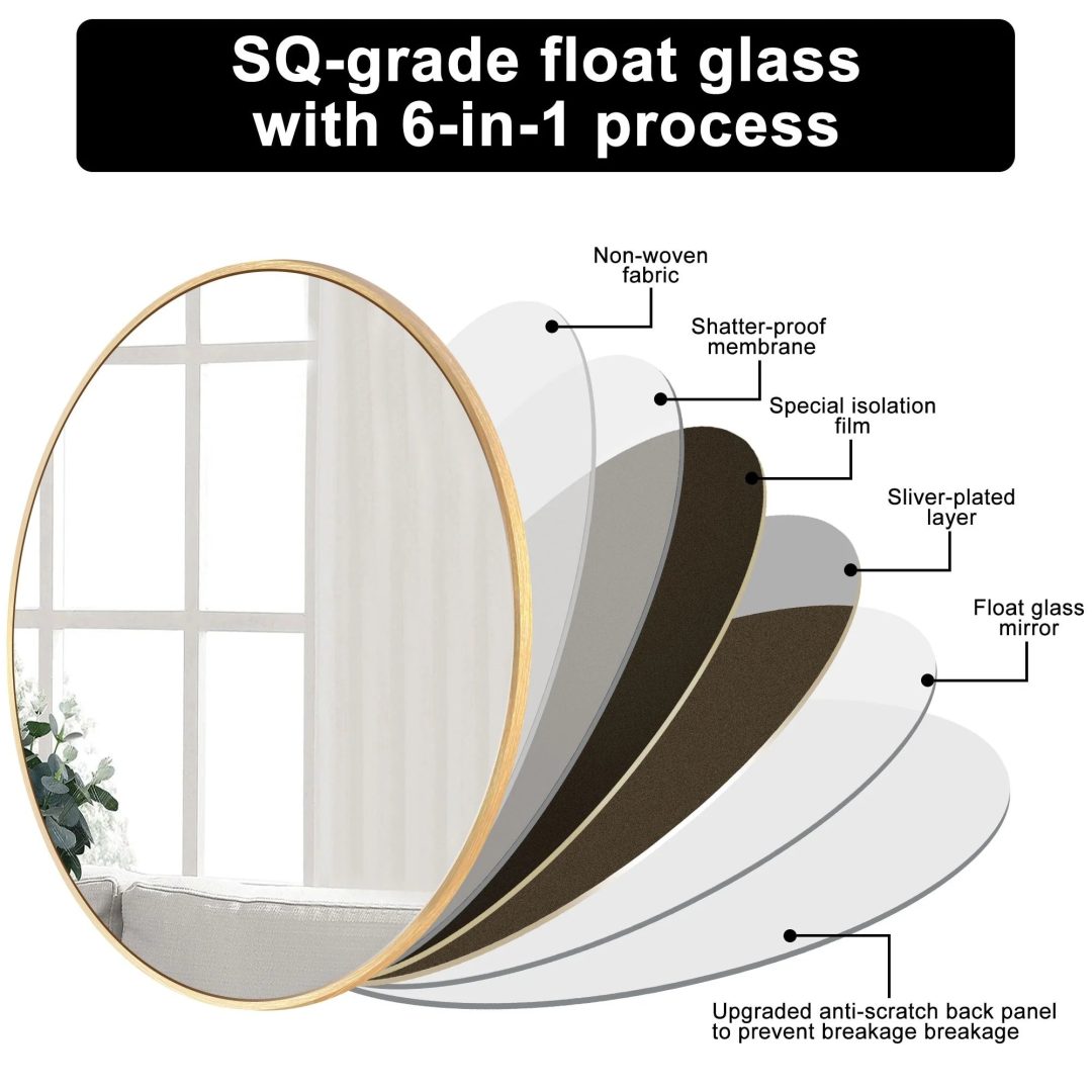 ZenVora Modern Round Bathroom Vanity Mirror, Wall Mounted Circular Mirror for Bathroom, Bedroom and Home Decor