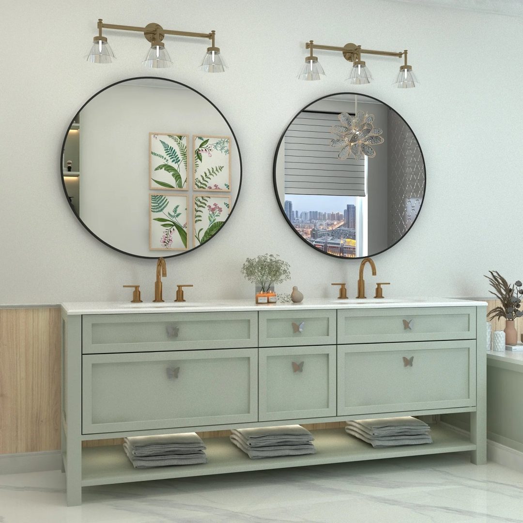 ZenVora Round Metal Black Frame Bathroom Vanity Mirror, Wall Mounted Decorative Mirror
