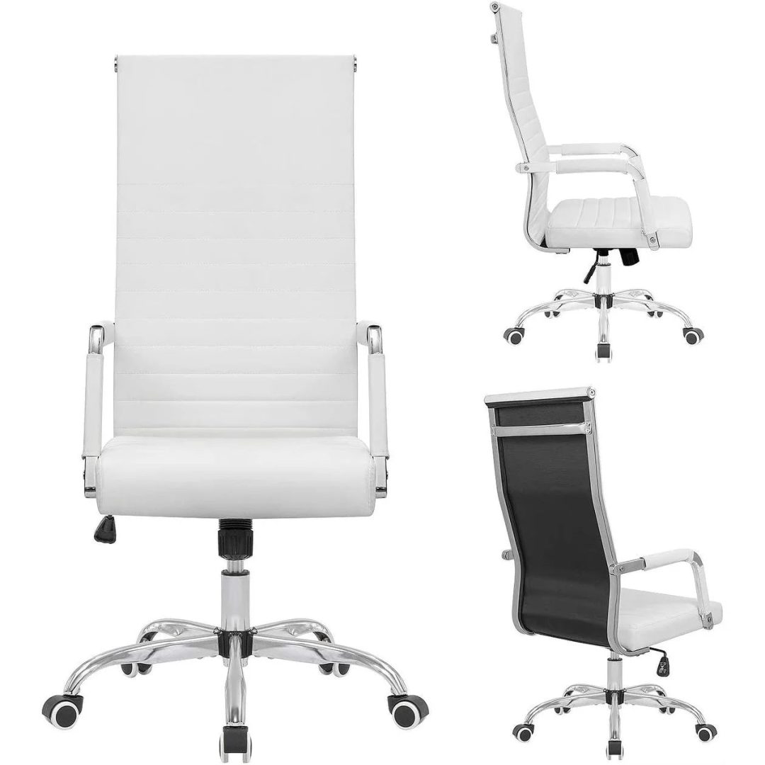 ZenVora Ribbed High Back Office Chair, Ergonomic Conference Desk Chair for Home Office, Meeting Room and Workspace