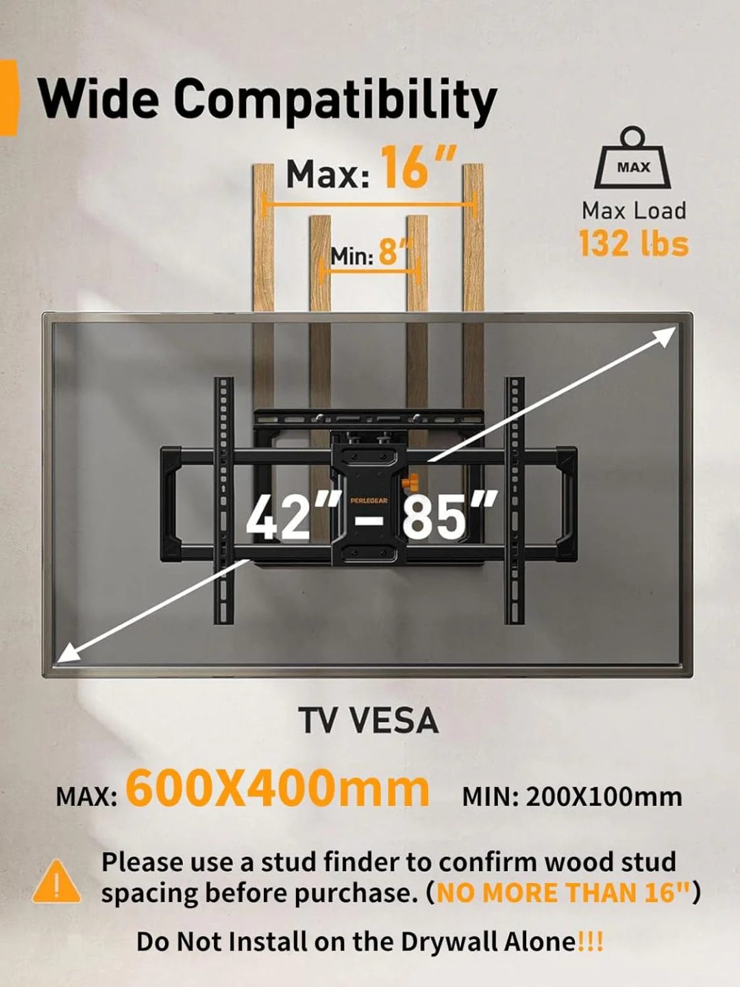 ZenVora Full Motion TV Wall Mount for 42-85 Inch TVs, Adjustable Swivel Tilt Bracket for Flat Screen Televisions