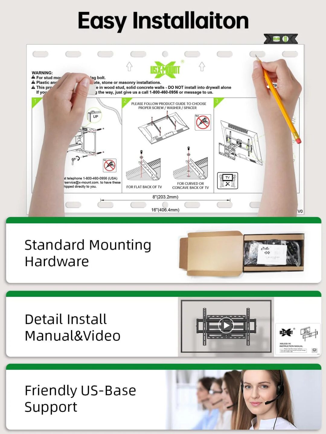 ZenVora Full Motion TV Wall Mount for Most 42-86 Inch Flat Screen TVs, Adjustable Swivel and Tilt Bracket