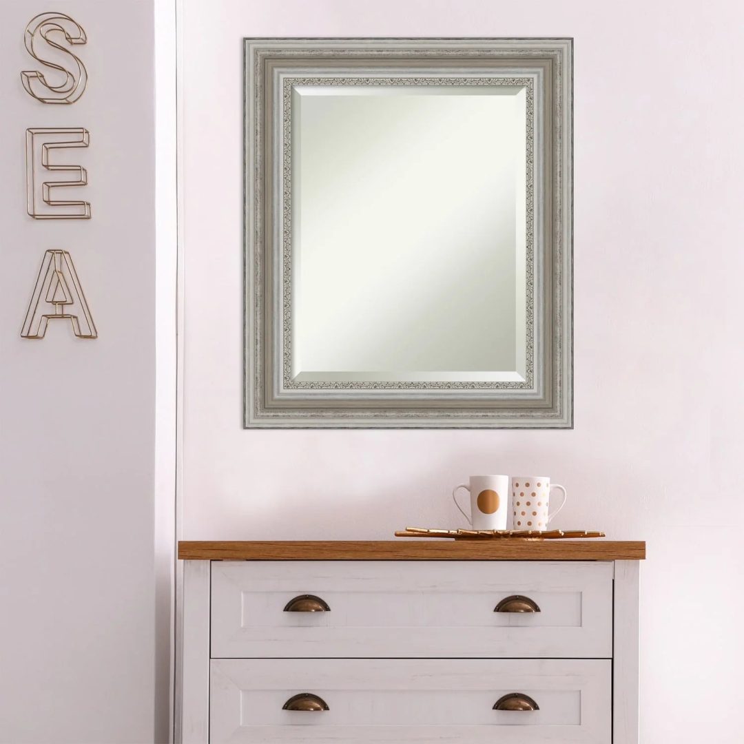 ZenVora Beveled Bathroom Wall Mirror, Silver Frame Decorative Vanity Mirror for Bathroom, Bedroom and Entryway