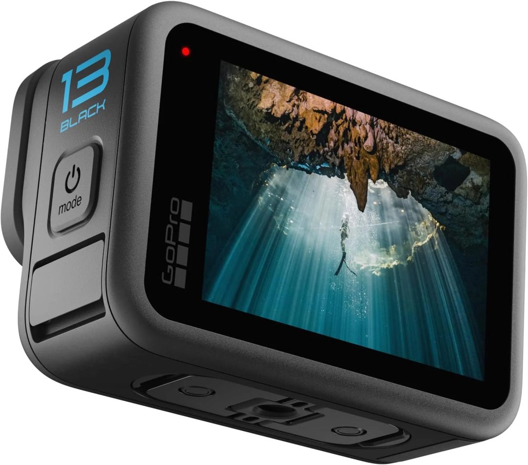 ZenVora Waterproof Action Camera, 5.3K 60FPS Video, 27MP Photos, Wide-Angle Lens Compatibility, Black