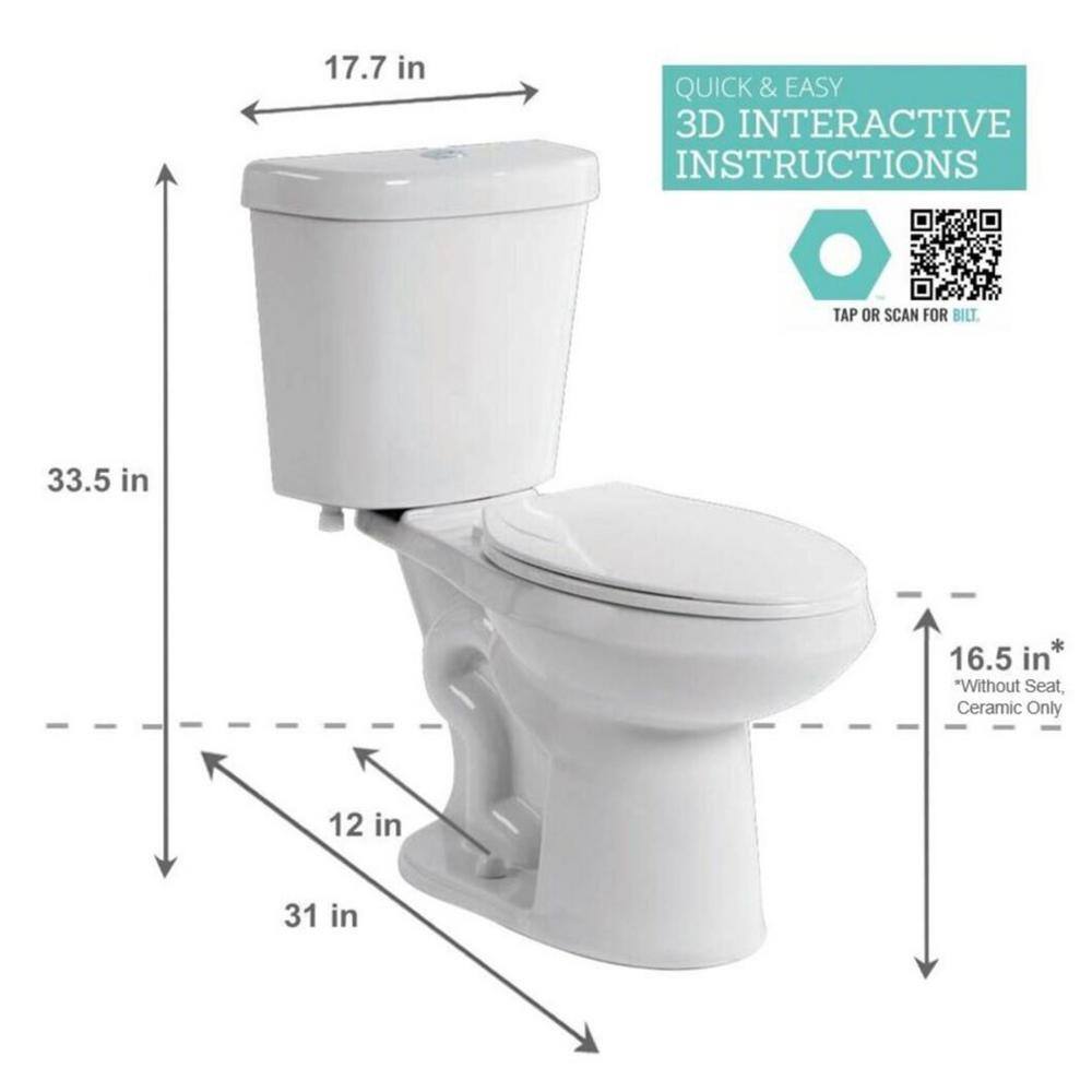 ZenVora 2-Piece 1.28 GPF High-Efficiency Single-Flush Elongated Toilet, White