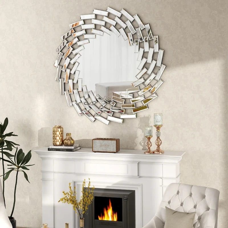ZenVora Round Sunburst Wall Mirror, Decorative Accent Mirror for Living Room, Bedroom and Entryway Home Decor