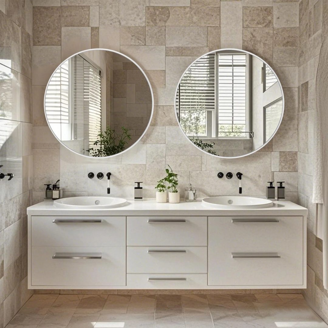 ZenVora Modern Round Bathroom Vanity Mirror, Wall Mounted Circular Mirror for Bathroom, Bedroom and Home Decor