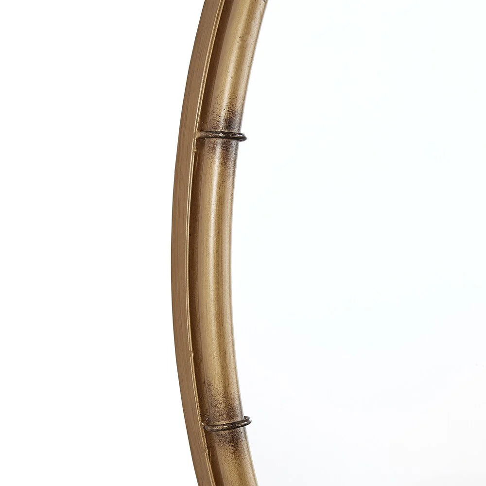 ZenVora Antique Brass Finish Round Wall Mirror, Decorative Accent Mirror for Living Room, Bedroom and Entryway