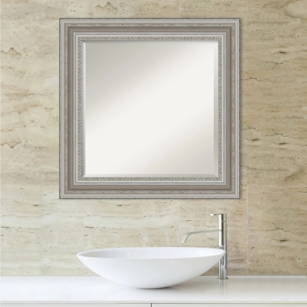 ZenVora Beveled Bathroom Wall Mirror, Silver Frame Decorative Vanity Mirror for Bathroom, Bedroom and Entryway