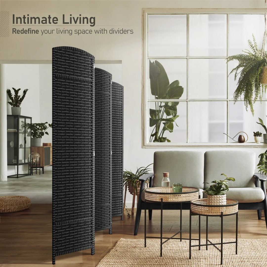 ZenVora 6 Panel Room Divider, 6ft Tall Extra Wide Folding Privacy Screen with Hand-Woven Mesh Panels