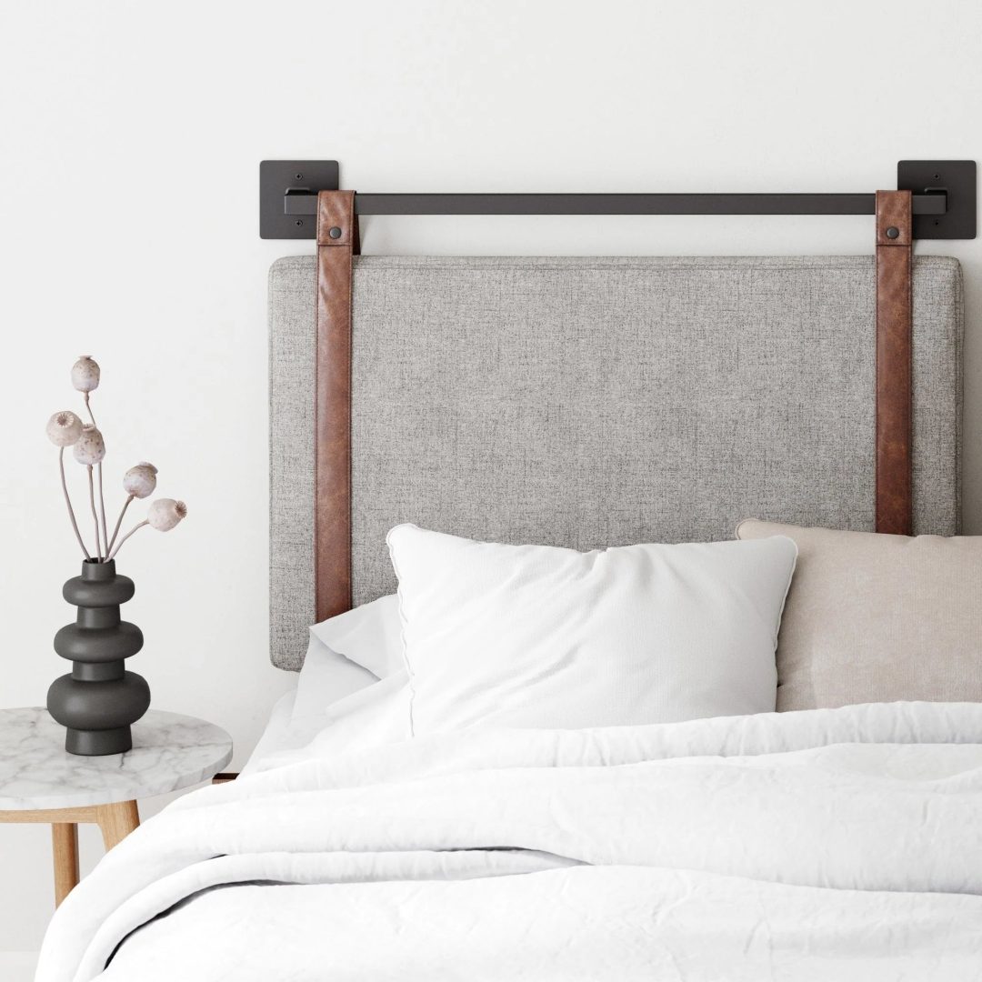 ZenVora Wall Mount Upholstered Headboard with Metal Rail - Modern Bedroom Headboard