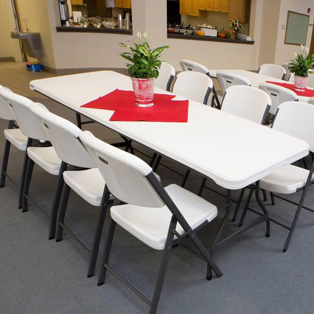 ZenVora 4-Pack Commercial 8-Ft. Folding Tables, Stacking, White