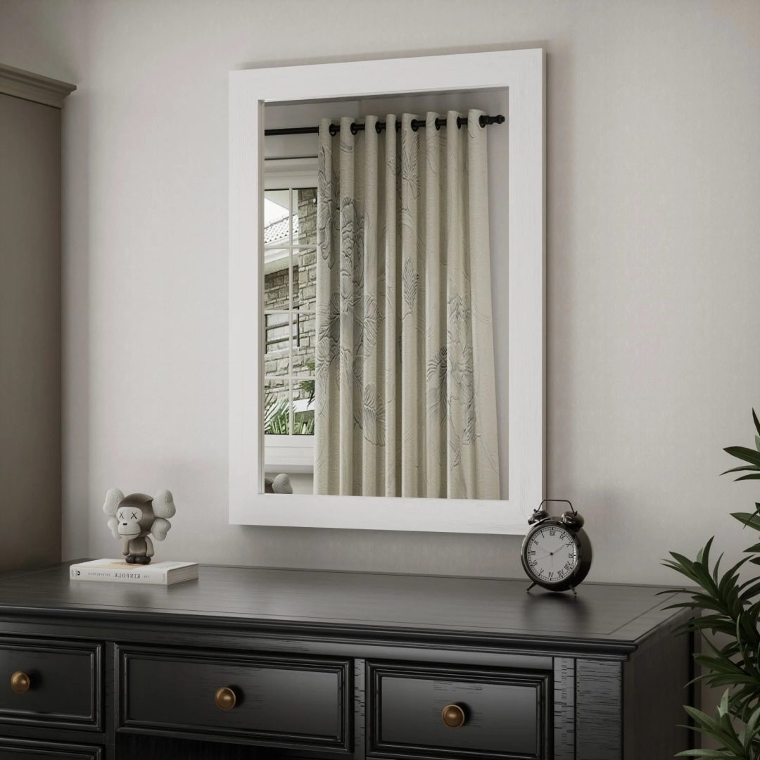 ZenVora Modern Rectangular Wall Mirror with Wood Frame, Bathroom and Barn Door Mirror, Multiple Sizes