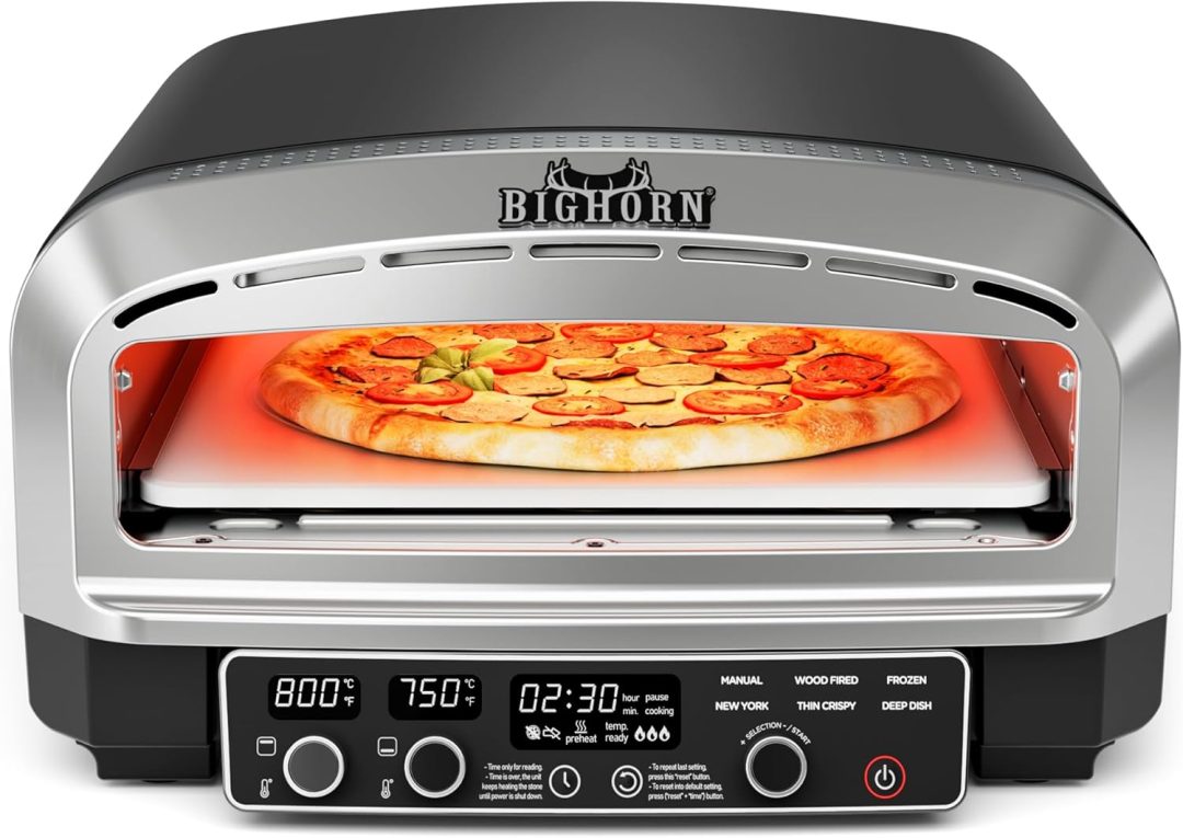 ZenVora 14-Inch Countertop Electric Pizza Oven, Stainless Steel